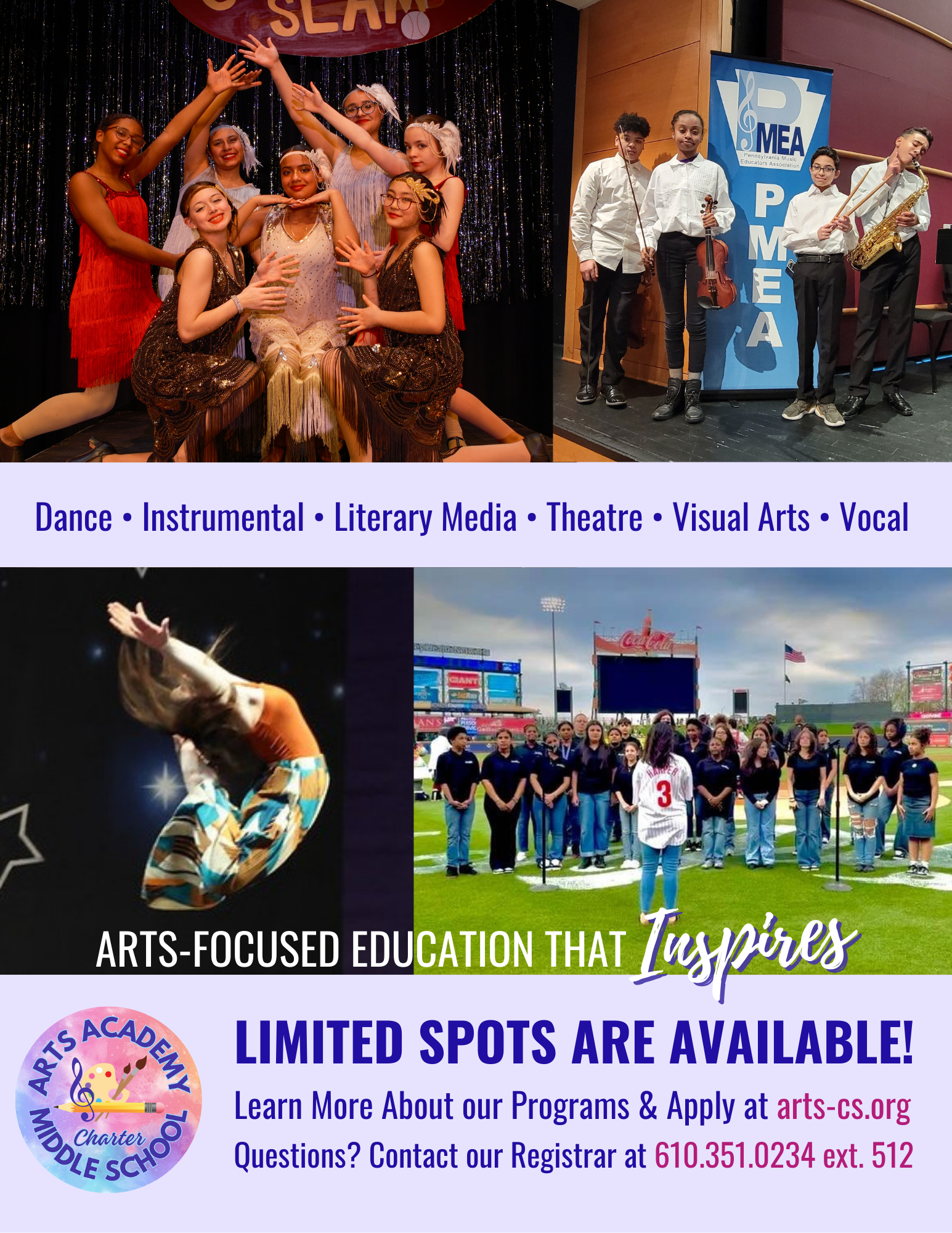 Talent & Tour Limited Spots Available Flyer with link to pdf and QR code for more information