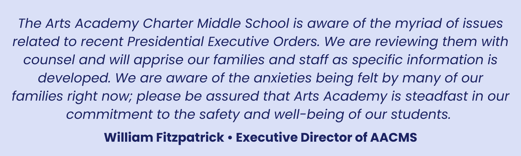 A message from William Fitzpatrick, Executive Director of AACMS